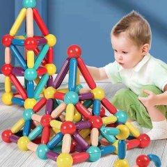 大号磁力棒儿童大颗粒积木拼装益智男女孩磁吸磁铁球宝宝早教玩具 64根